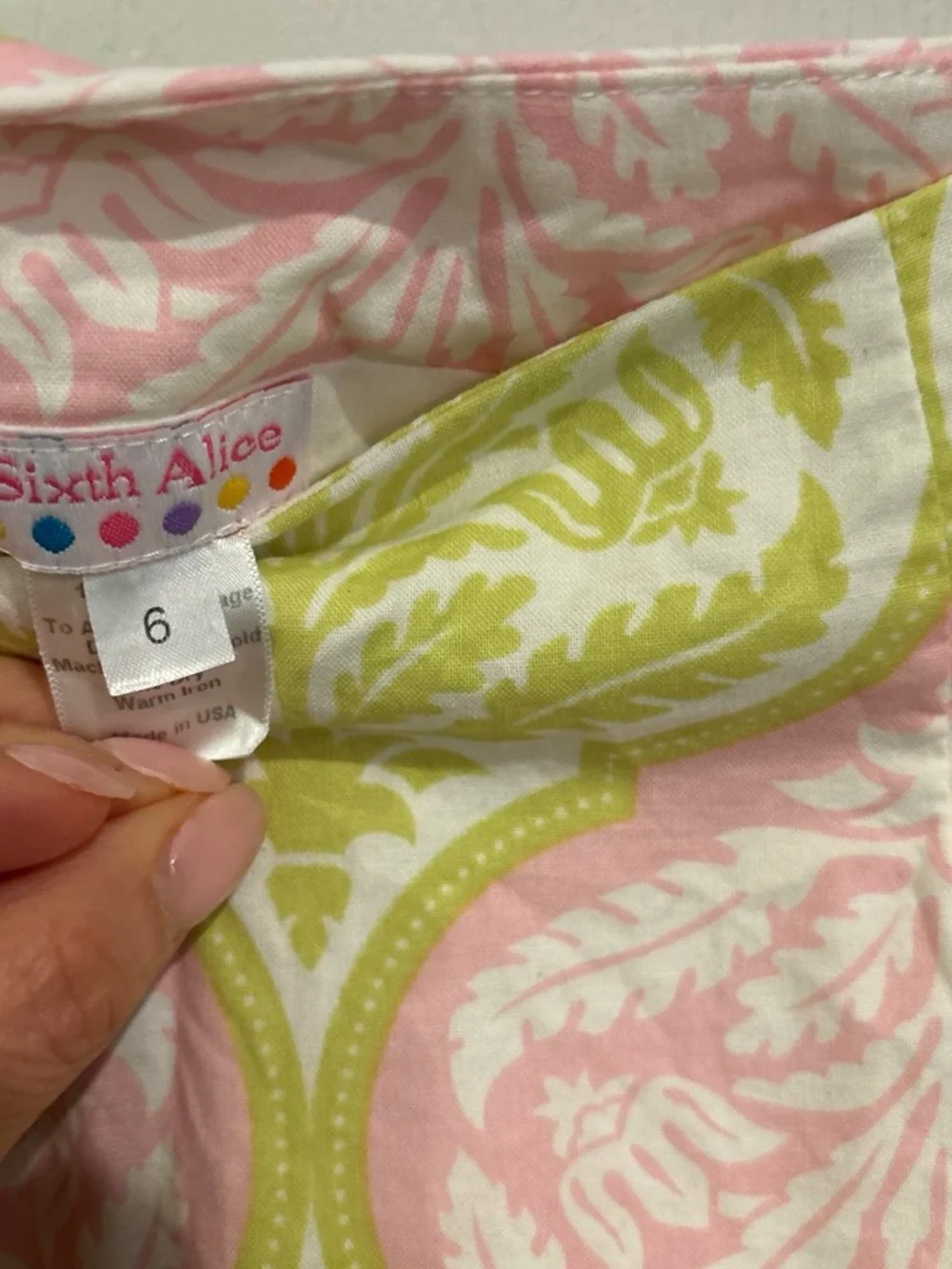 Sixth Alice Pink and Light Green Damask Mini Skirt